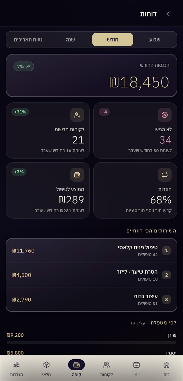 דוחות הכנסות ולקוחות